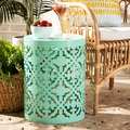 Baxton Studio Jamila ModernAqua Finished metal Outdoor Side Table 193-12126-ZORO